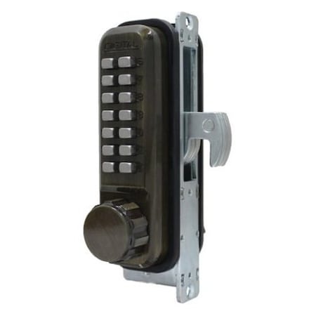 Lockey Mechanical Keyless Narrow Stile Hook Bolt Lock Single Combination Antique Brass 2950-AB